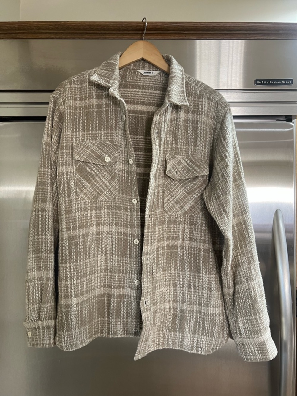 3sixteen Beige and white long sleeve button up